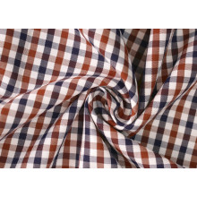 Brown/Navy Check Twill 60 Baumwolle 40 Polyester-Gewebe Shirting